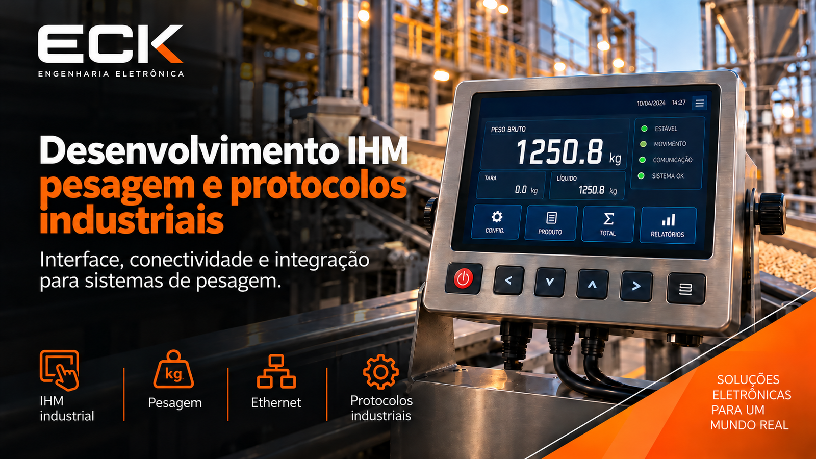 IHM industrial PesoNET para sistemas de pesagem