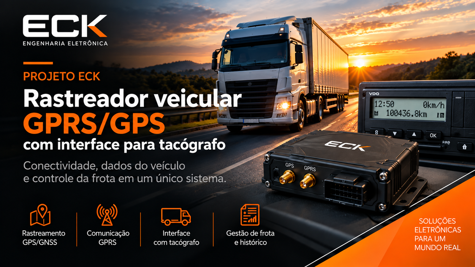 Rastreador veicular com interface para tacógrafo desenvolvido pela ECK