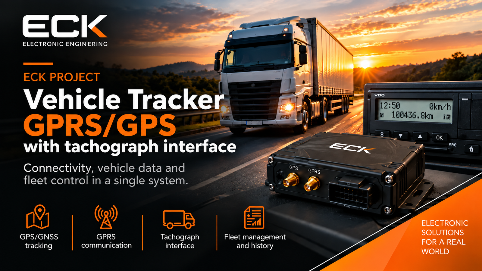 Vehicle tracker with tachograph interface developed by ECK